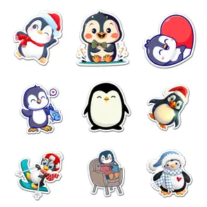 Penguin Pack 9 PCS Sticker Vinyl, Art Car Wall Kid Phone Book Stickers, Funny Sticker Decal Decor