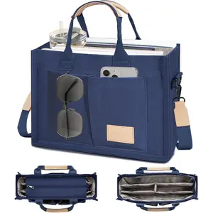 New Upgrade Canvas Tote Bag for Women Crossbody Work Purse with Pockets Top Handle Handbag Satchel Bags for Travel Nurse Teacher For car storage