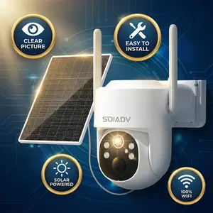 SOIADV Outdoor Solar Security Camera Wi‑Fi 6 – 2K Pan/Tilt, 360° View, AI Detection, Color Night Vision, IP65 Waterproof, Secure Storage