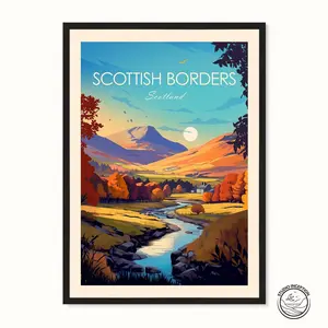 Scottish Borders Traditional Print Scottish Borders Poster Scottish Borders Wall Art Scotland Travel Poster Gift Framed Travel Prints