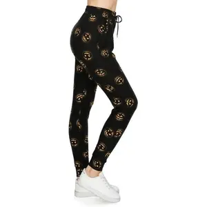 Halloween Fall Pumpkin Jackolantern Print Soft Lounge Jogger Pants
