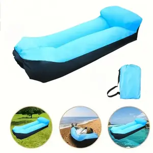 1pc Portable Inflatable Lounger with Pillow, Quick Setup, Foldable Design for Easy Storage, Leak-Proof Air Sofa Floor Sofa for Camping, Beach& Outdoor Parties, Outdoor Enthusiasts
