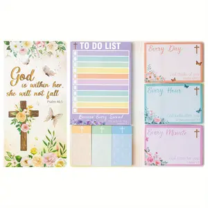 Floral Jesus Notepad Set - Task List Sticky Notes, Adhesive Stickers, Bible Study Notes, Scripture Writing Memo, New Year and Easter Gifts, Back-to-School Essentials