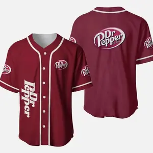 Dr Pepper Baseball Jersey – Vintage Soda Inspired Button-Up Shirt, Classic Red Streetwear, Retro Soft Drink Fan Apparel, Unisex Game Day Outfit, Gift for Dr Pepper Fans