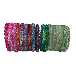 Colorful Two Tone Glass Beaded Bracelets | Handmade jewelry with love | Perfect gift to someone or yourself ! Daily Bracelet Stack | 8mm beads | Crackle Glass style beads bracelets beadedjewelry p