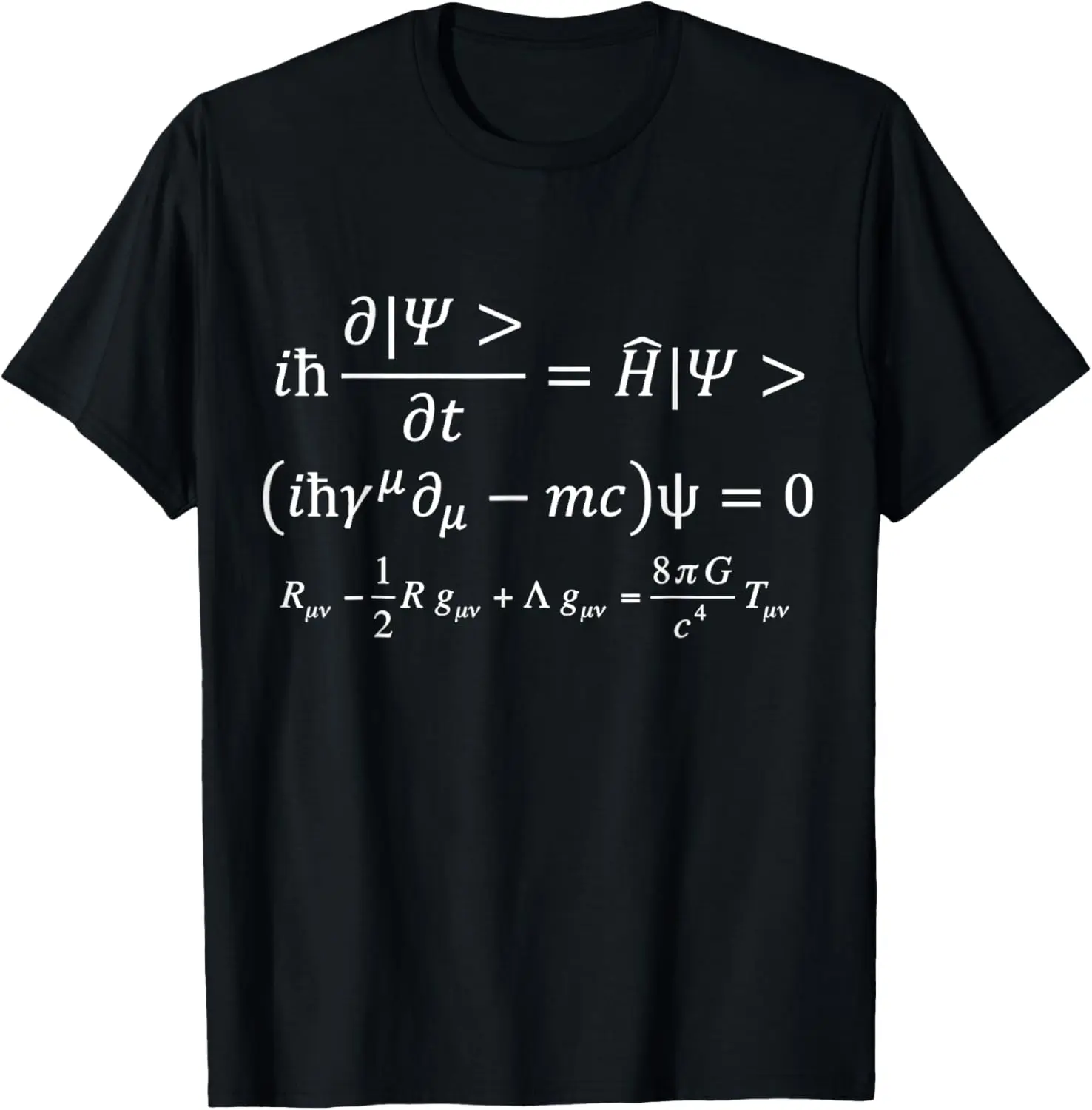 Three fundamental equations of physics, gravity and quantum T-Shirt