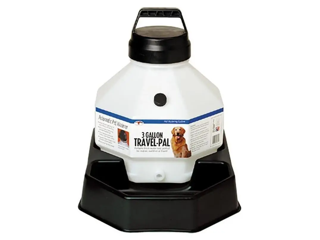 Miller Manufacturing TP3 Portable 3 gal Travel Pal Pet Waterer - Transparent, Impact-Resist. Polyethylene, Watering with Level Control & Constant Flow, 14.5"h x 12.75"w x 18.12"l, 4.11 lbs