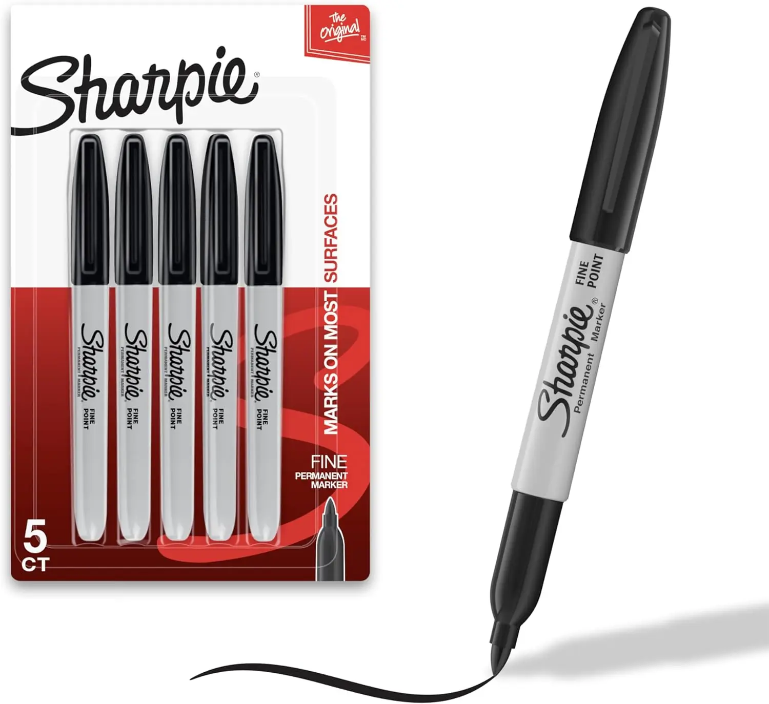 Sharpie Permanent Markers, Fine Tip, Black, 5 Count - Quick Drying, Fade Resistant Sharpie Permanent Markers, Fine Tip, Black, 5 Count - Quick Drying, Fade Resistant