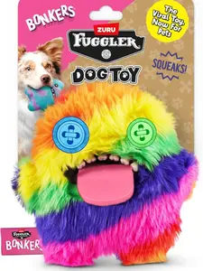 Bonkers Fuggler Oogah Boogah Squeaky & Plush Dog Toy for Playtime, Multi-Color, 8 inches
