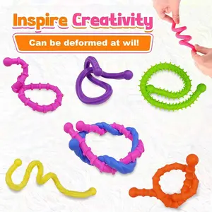 Tendry Fidget Sensory Sticks Toys for Kids Adults, 6PCS Silicone Textured Sensory Anxiety Relief Fidgets for Classroom Prize with Autism ADHD, Calm Down Corner Supplies, 3 Yeas+