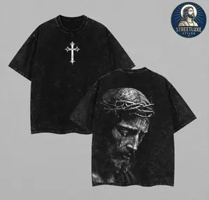 Jesus Christ Cry Washed T-Shirt, Jesus Cry Tee, Jesus Tshirt , Cross Tee, Christian Apparel Streetwear Menswear Oversized Top Men and Women