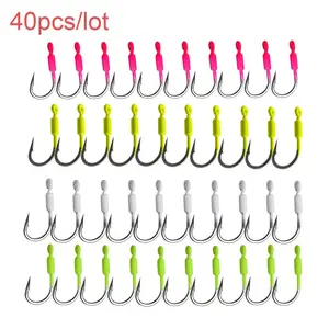 40pcs Snapper Jig Weighted Hooks 3g White/Pink/Yellow/Chartreuse Fishing Hooks