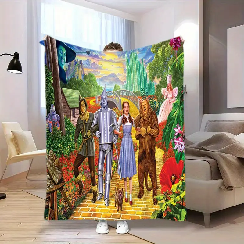 Wizard of Oz Soft & Cozy Throw Blanket - Polyester, All-Season Comfort for Home, Office, Camping Durable & Easy-Care, Camping EssentialsClassic Film DesignDurable Knit Fabric-280GSM, Throw Blankets, Blankets For Bedroom