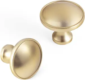 12 Pack Champagne Bronze Cabinet Knobs, 1.25 Inch Solid Zinc Alloy Round Dresser Knobs, Modern Luxury Cabinet Hardware Pulls for Kitchen Cupboards, Bathroom Vanity, Wardrobe and Closet Doors