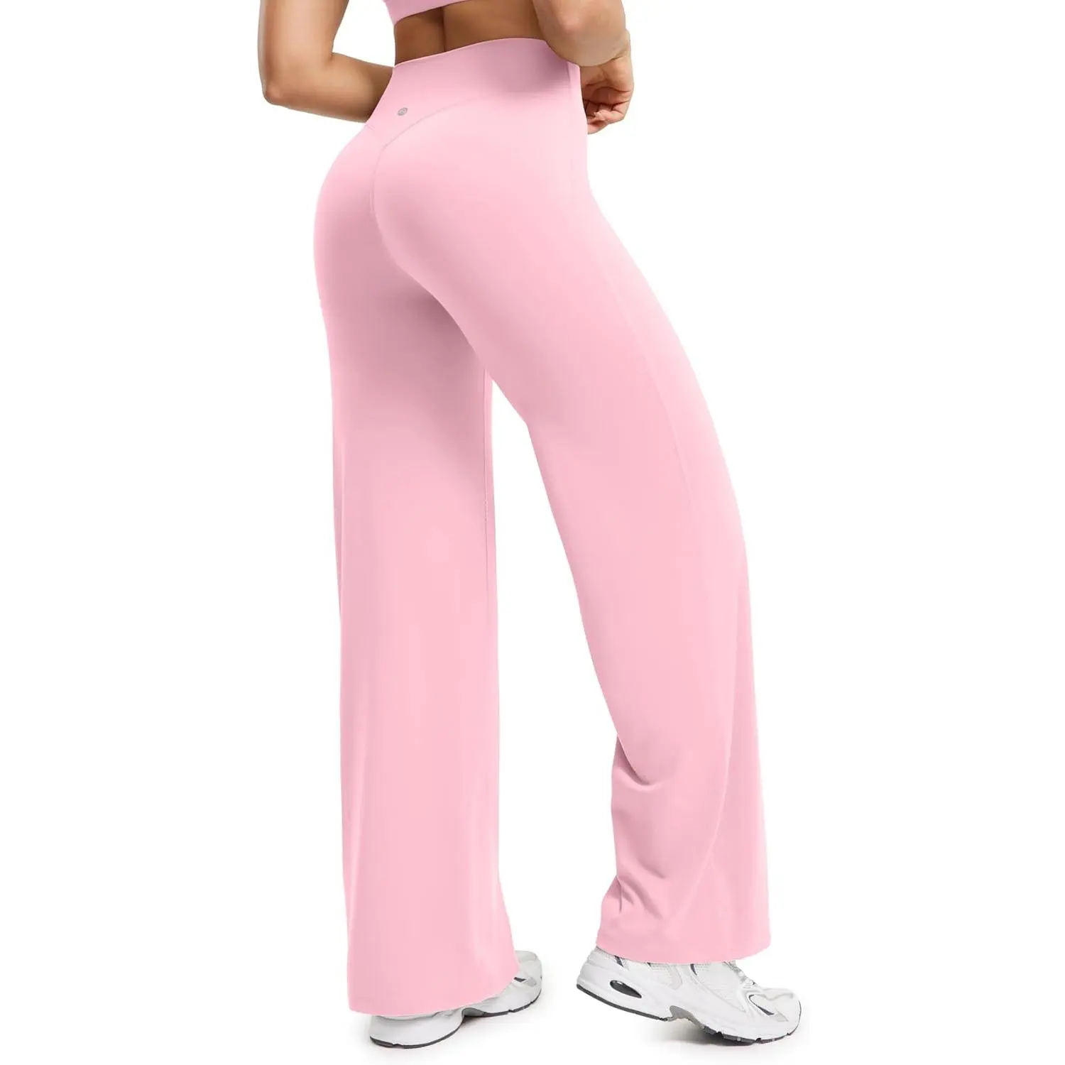 ENERBLOOM Women's High Waist Straight Leggings - Multi-Size 29"/31"/33" Inseam, Seamless Front, Stretch Wide Leg Bottoms for Workout & Casual Wear, All Seasons, Workout Equipment