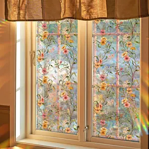 Window Privacy Film Stain Glass Window Film Rainbow Window Film Window clings Non-Adhesive Reusable Decorative for Room (17.72*39.37in)