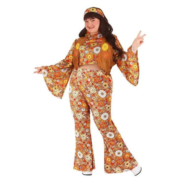 Plus Size Autumn Flower Hippie Costume for Women