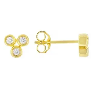 JTV Round White Lab-Grown Diamond G-H SI 14K Yellow Gold Over Sterling Silver Stud Earrings 0.10ctw
