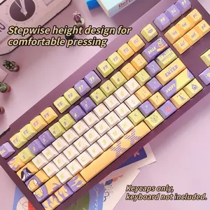 New Monster Invasion Theme 120 Key Pbt Keycaps, Cherry High Profile Design, Full Color Hot Foil, Durable Anti-Grease, Fits 61-108 Keys Mechanical Keyboard, Gaming Keyboard Accessories