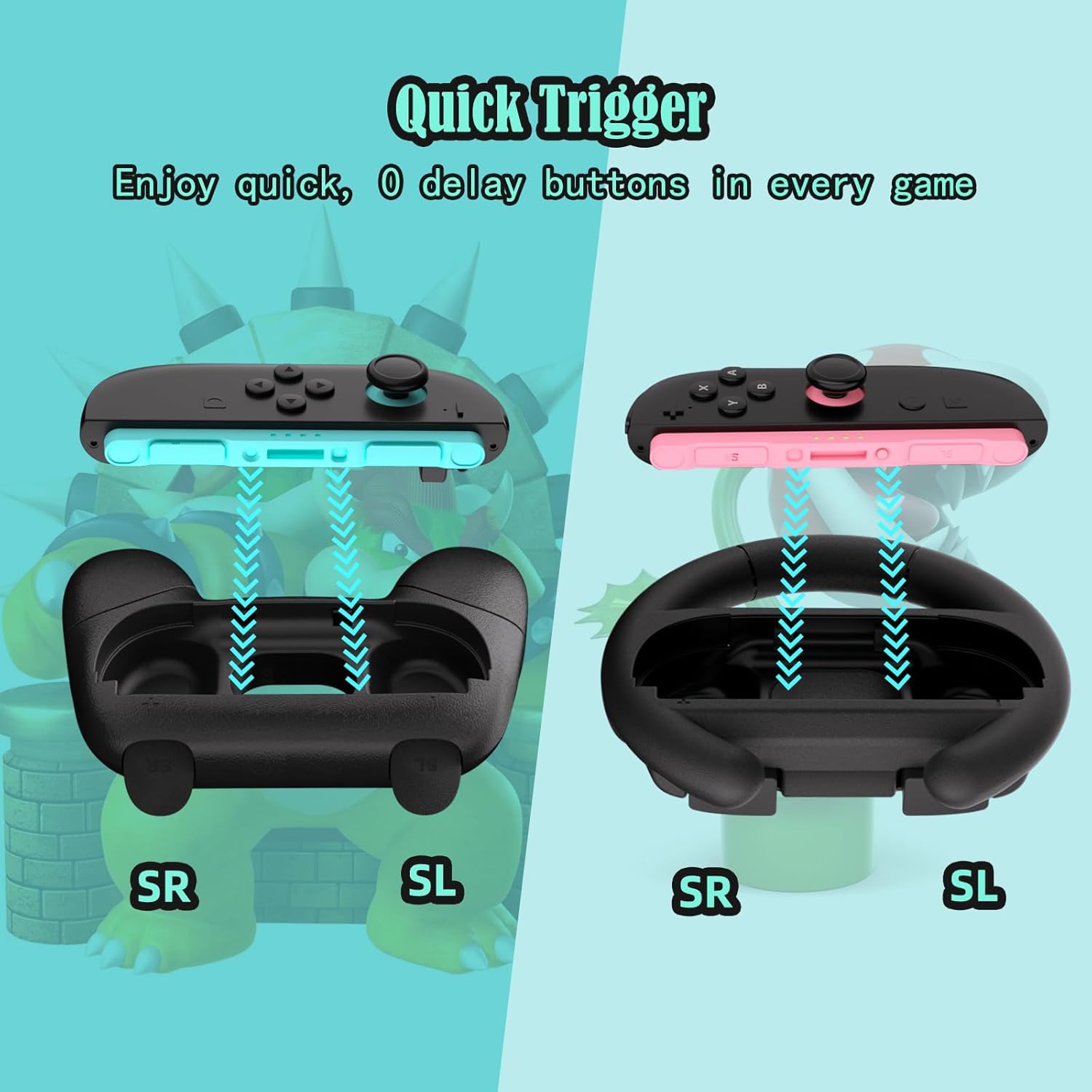 HEYSTOP Switch 2 Controller Grip [4-Pack] - Ergonomic Steering Wheels, Gaming Accessories for Racing & Sports Games