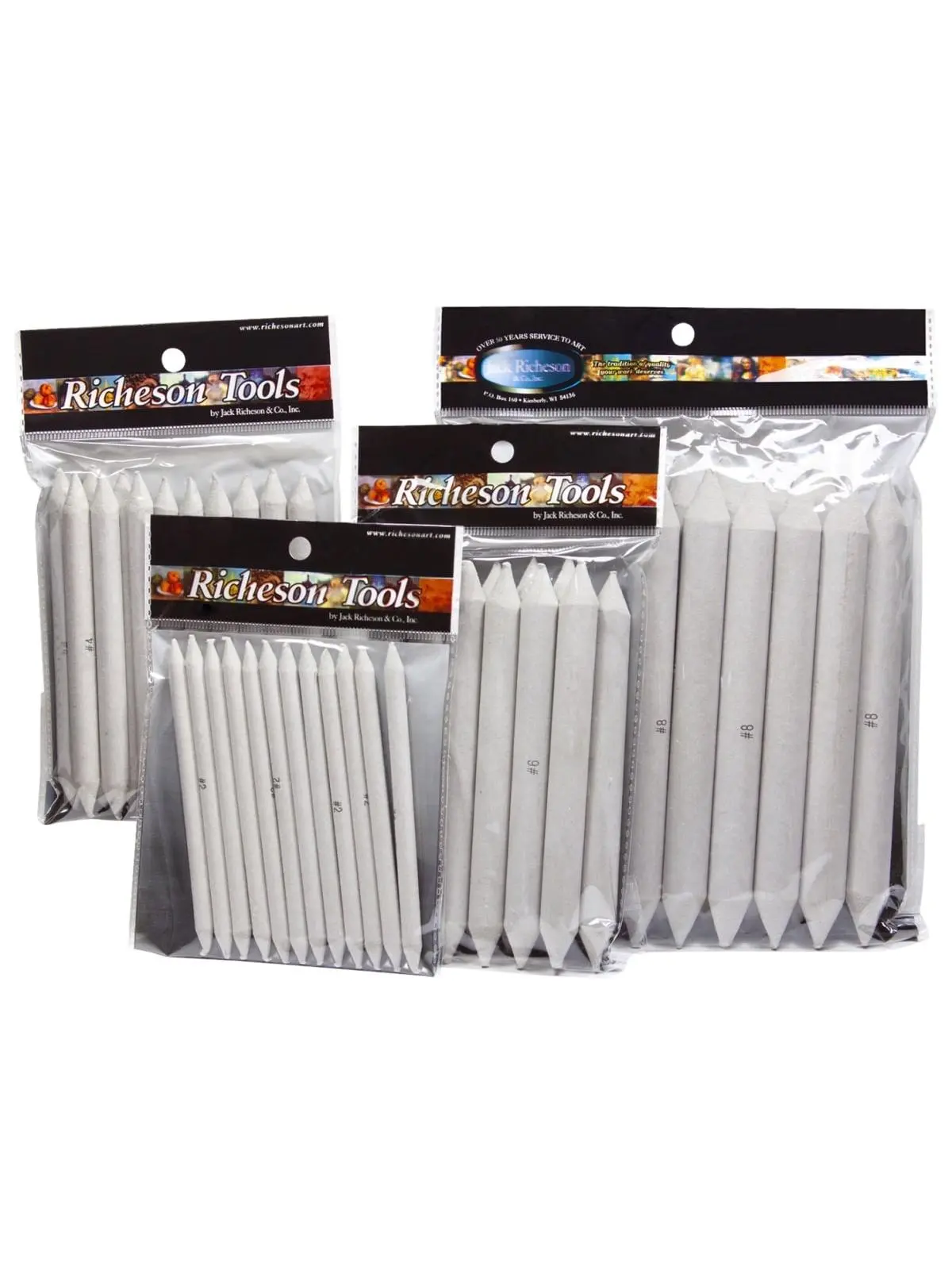Jack Richeson 2002160 Double-Pointed End Blending Stumps - Paper, Allergen-Free, Tightly Spiral Wound Set of 48 for Blending Charcoal, Graphite, Pastel & Softening Edges, Contains No Allergens