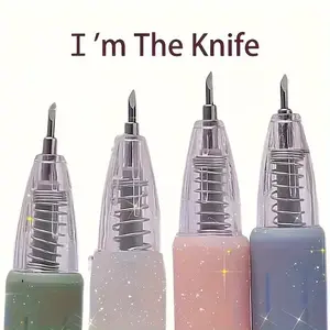 3-Piece Extendable Engraving Knife Pen Set, Precision Carving Tool, School Stationery, Portable Lightweight Plastic, Craftsmen & Hobbyists
