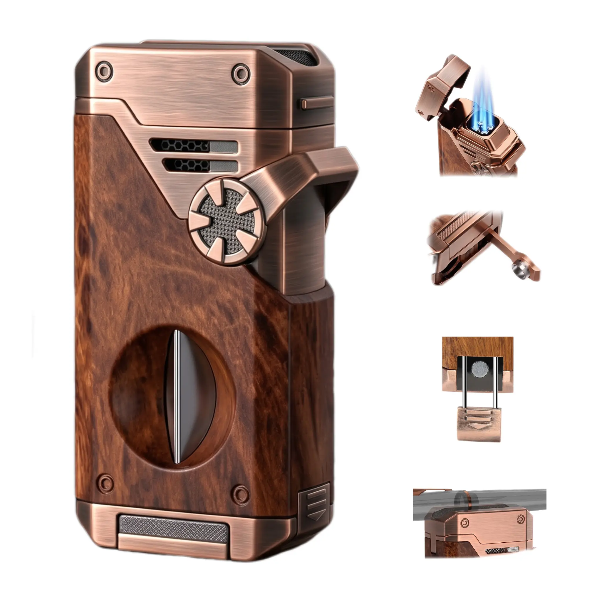  (Gas Not Included) Multi-Tool 4 Flame Lighter, Windproof Refillable Butane Lighter, Adjustable Flame EDC Tool for Outdoor Camping & Daily Use, Gift Choice for Men, Boyfriend, Dad & Business