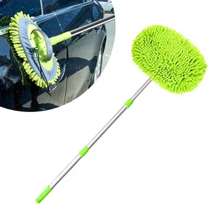 Car Wash Brush & Mop Set - Paint-Safe Cleaning Kit with Detachable Soft Bristle Heads & Retractable Pole - Universal Car Cleaning Tools for Exterior, Wheels, and Interior (Extendable Handle)