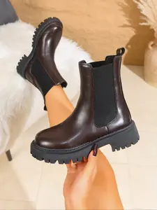 Women's Platform Chelsea Boots, Round Toe Fashion Streetwear, Anti-Slip Wear-Resistant, Casual Daily Use, Fall & Winter