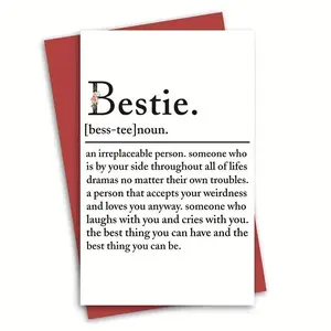 Funny Birthday Card for Bestie, 1 Count Friendship Slogan Gifts, Greeting Card, Happy Card for BFF, Positive Message Card