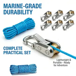 Rope Tightening Tensioner Sets, Heavy Duty Retractable Buckle Design with Smooth Roller System, Easy secure tying and quick adjustment for camping, boating, home storage and outdoor binding applications
