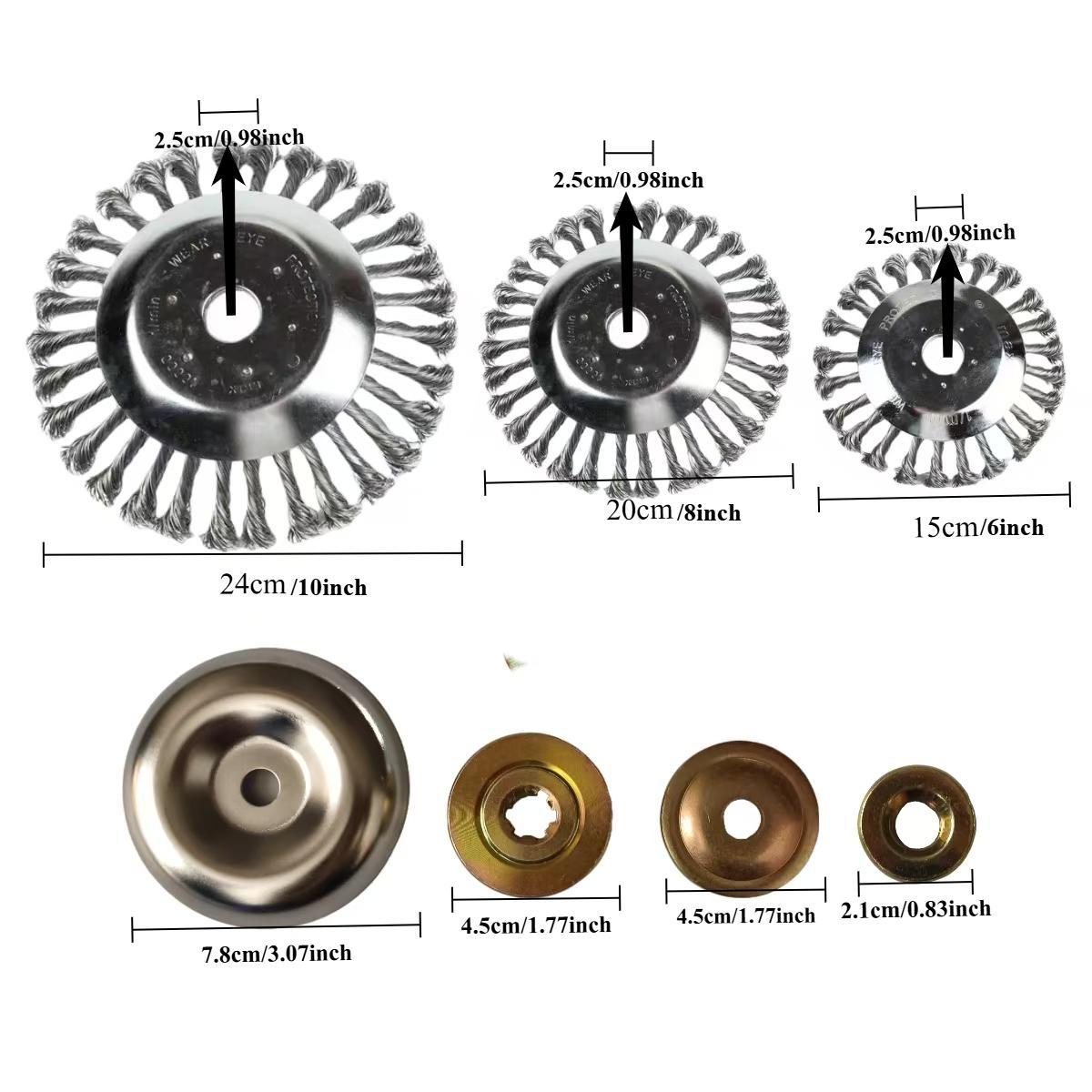 Weed wacker string head for rotary mowers; 6-inch steel wire spool; 8-inch twisted steel string; universal garden accessory