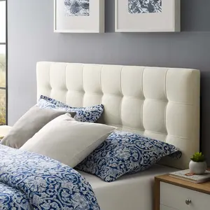 Modway Lily Queen Upholstered Fabric Headboard in Ivory