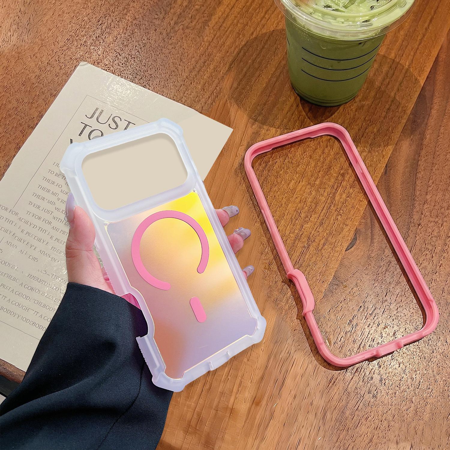 For iPhone 17 Pro Max Case/17 Air/17 Pro/17 16 15 14 13 , Iridescent Back, Magnetic Support for MagSafe Shockproof Cover, Crystal and Corner High-Duty Protection for Girls Women