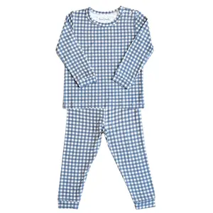 Toddler Pajama Set in Micro Gingham Navy