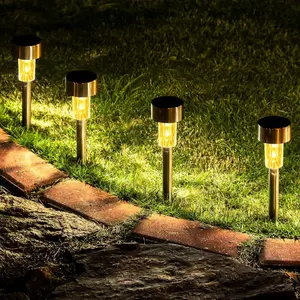 ISUNMEA 16 Pack Solar Path Lights Outdoor,Solar Lights Outdoor Waterproof,Stainless Steel LED Landscape Lighting,Solar Garden Lights for Driveway,Pathway,Patio,Yard