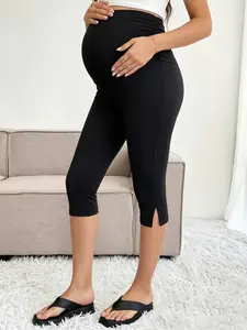 High Elastic Comfortable Pregnant Jogging Pants, Pregnancy Sports Yoga Pants, Seven-Quarter Pants, High Waist Abdominal Support Tight Fit