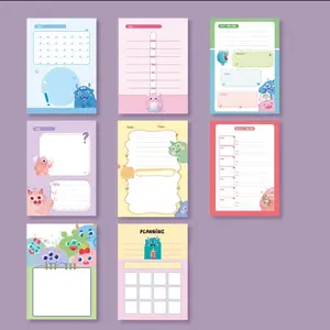 A6-B Memo Pad with Clear Crystal Cover 100gsm Writing Paper Featuring Adorable Monster Designs for Planning and Notes