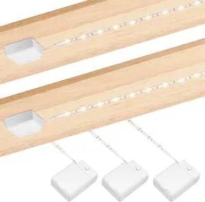 3.28ft Indoor Battery Powered LED Strip Lights Under Cabinet Stick on Lights Under Cabinet Kitchen Led Lights Short Led Strip Lights Battery Led Light x 3 Pack 3000K, Without Batteries