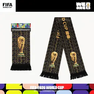Officially Licensed FIFA World Cup 2026 Soccer Scarf – Premium Black & Gold Trophy Edition | 63-Inch Authentic Fan Gear | Cheer Scarf | Fashion Scarf