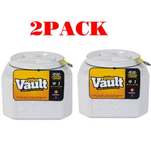 Gamma2 2 pack Vittles Vault Outback Pawprint Plastic Dry Pet Food Storage Container for Dogs, Gray, 15 Pound Capacity