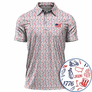 Men’s USA 250th Anniversary Golf Polo Shirt Featuring American Flag Patriotic Independence Day Style 1776–2026