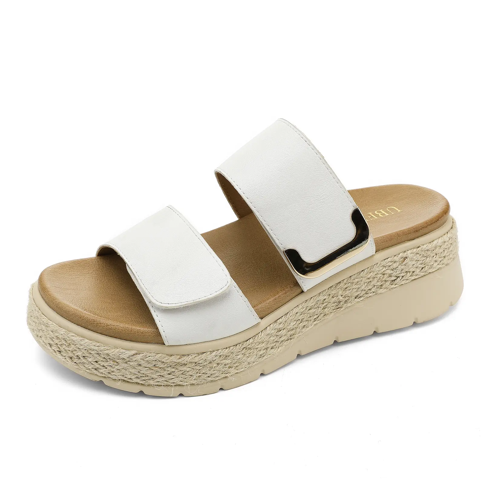UBFEN Women's Platform Wedge Sandals - Wide-Width Espadrille Slides with Orthopedic Arch Support, Cushioned Footbed, Braid Detail, Casual Chic Footwear for Summer Walking Shoes