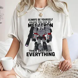 Megatron Destroy Everything Graphic T-Shirt, Transformers Robot Villain Fan Tee, Funny Sci Fi Shirt for Men Women
