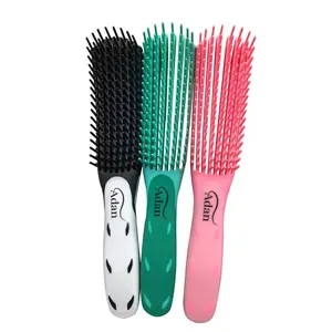 Adan Premium Painless Detangler - 8-Row Flexible Independent Bristles for Curly, Wavy, Thick, Long Hair - Haircare Brush