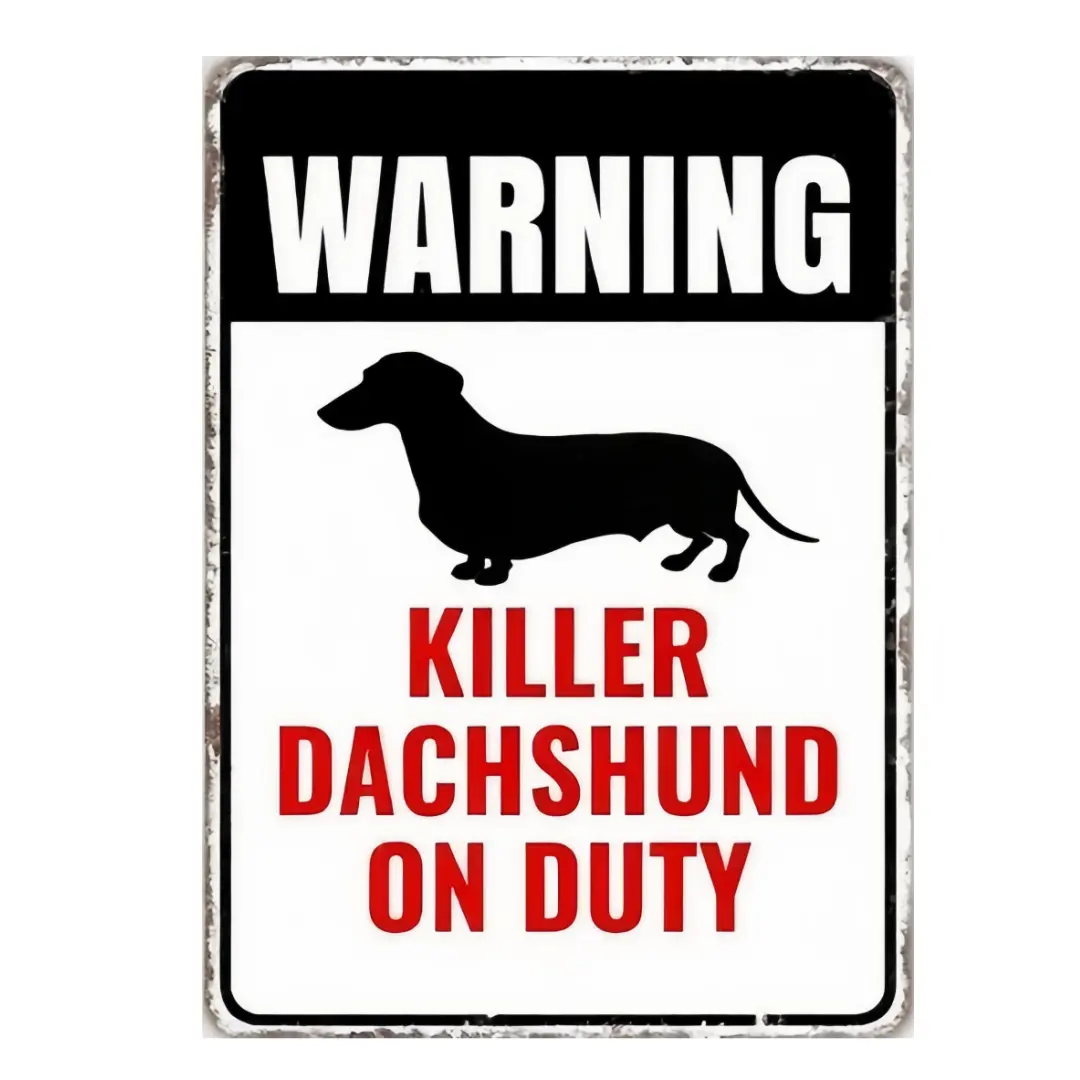 Dachshund Security Warning Sign – 8x12 Inch Vintage Metal Tin Sign, Dog Patrolled Property Decor for Home, Yard, Gate, Garage, Bar, or Fence Rustic Wall Decor Signage Rectangle Design Lightweight, Home Decor Products, Gift