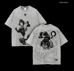 Yorichi Bleach Anime Double Printed Vintage Washed Tee Unisex Oversize Anime Manga Washed Heavyweight Cotton T-shirt, Gift For Anime Fan