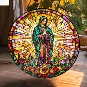 Our Lady of Guadalupe Suncatcher: Virgin Mary Faux Stained Glass Art