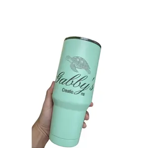 Gabby's Creations 40 oz Double-Walled Stainless Steel Travel Mug Personalized with Custom Laser Engraving Vacuum Insulated for Temperature Retention