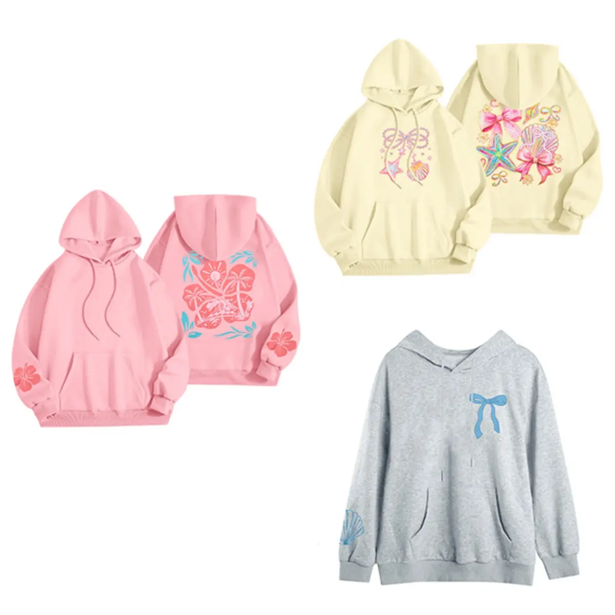 DUTUT Sweatshirt Hawaii Floral Hoodie for Women Hibiscus Graphic Sweater Casual Pullover Tops Soft Skin Friendly